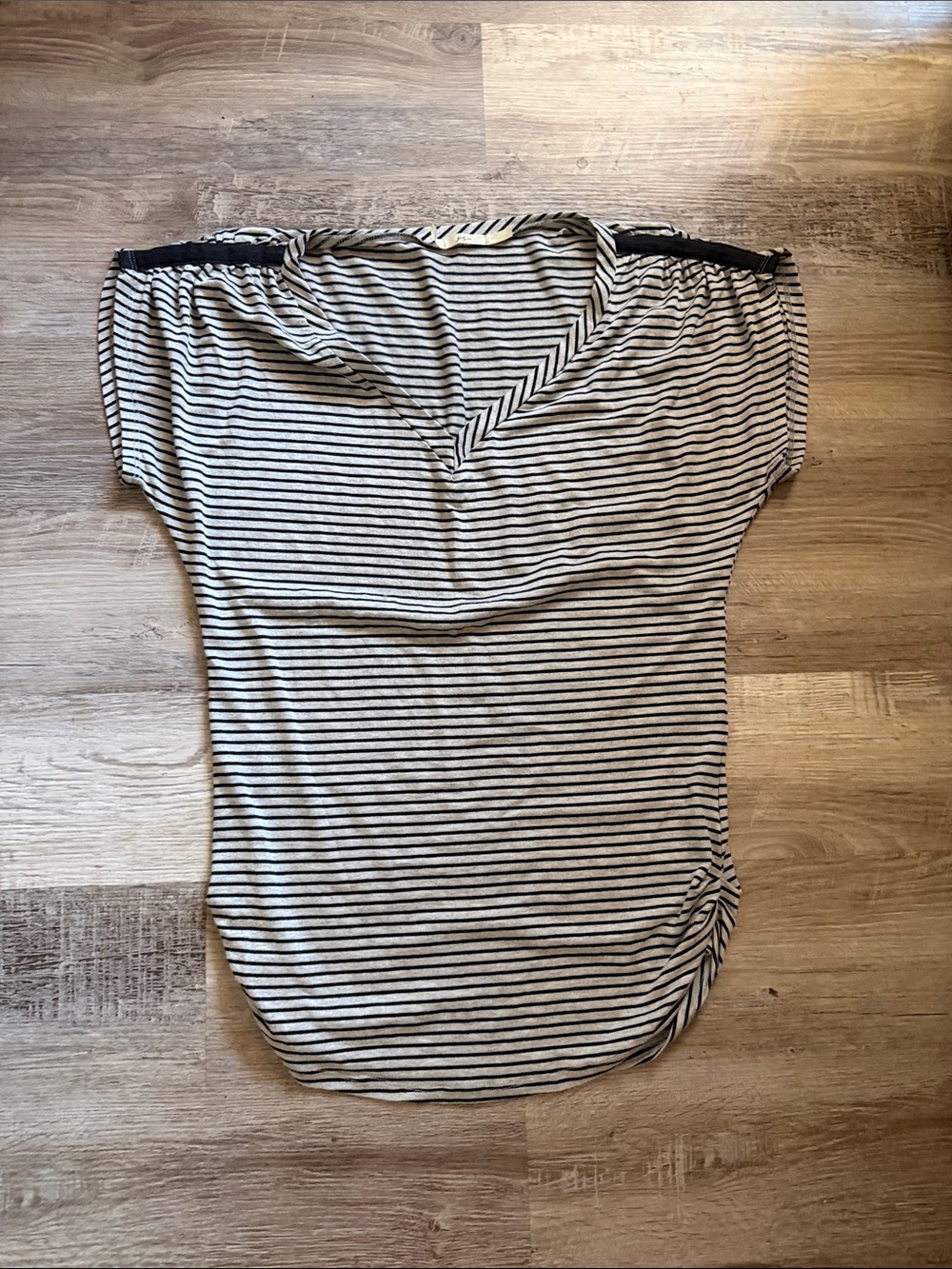 Gibson Black and White Striped V‑Neck Tunic